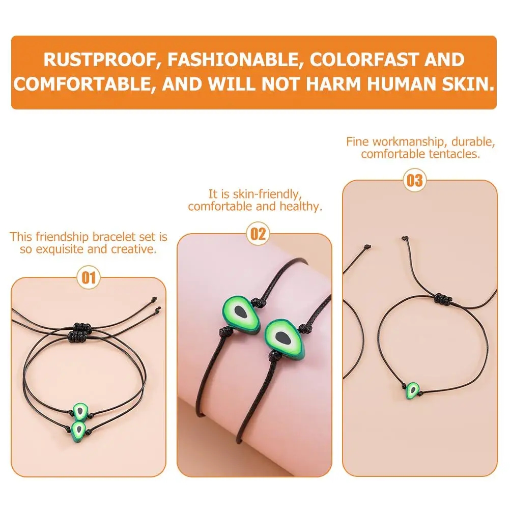 

2Pcs Avocado Rustproof Colorfast Comfortable Women Bracelets Matching Braided Women Teen Bracelets For Teen Girls Jewelry
