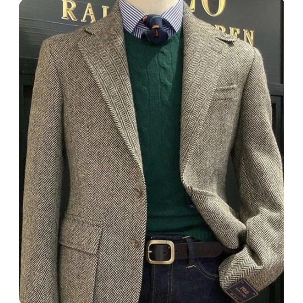 

Mens Suit Jacket Herringbone Single Breasted Business Suit Blazer Casual Jacket Tailleur Fashion Slim Fit Comfortable Elegant Me