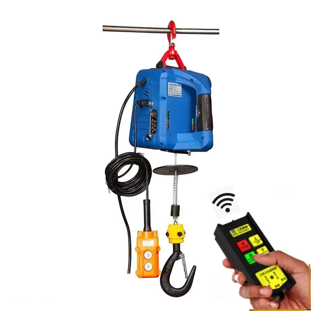 1100lbs Electric Hoist Winch 3-in-1 Wireless Remote Control Portable Electric Steel Wire Winch Crane for Overload Protection