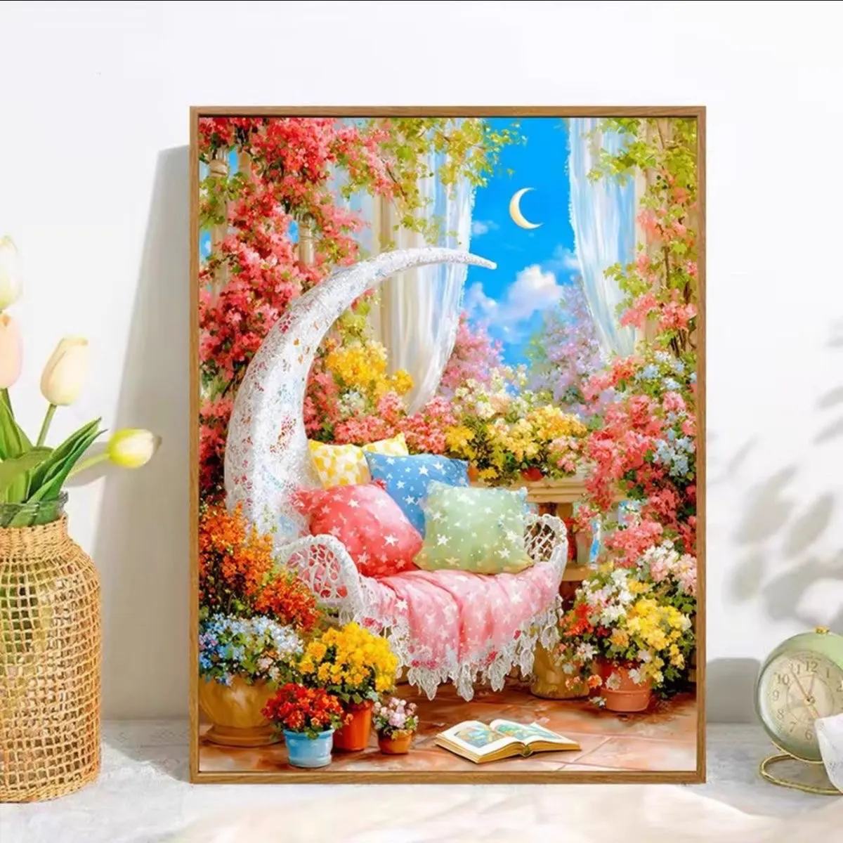 

9ct 65x85cm Moon Embroidery DIY Chinese Style Printed Kits Cross Stitch Needlework Set Home Decor Crafts 62 Colors