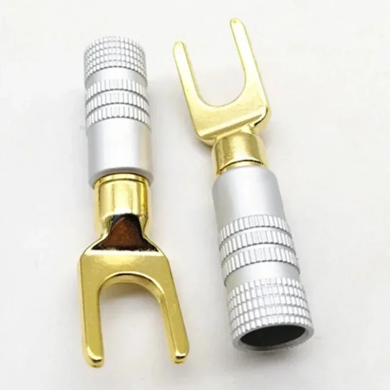 4/8/12Pcs Gold plated Y U Shape Banana Plug Audio Speaker Plugs Screw Fork Spade Cable Wire Connector