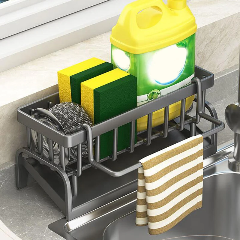 Sink Caddy Sponge Holder Sink Basket Brush Holder Dish Cloth Hanger Soap Rack Sink Stopper Holder Sponge Holder For Kitchen Sink