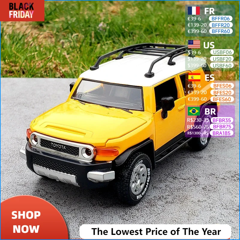 Caipo 1:32 Toyota FJ Cruiser SUV Alloy Car Diecasts & Toy Vehicles Car Model Sound and light Pull back Car Toys For Kids Gifts