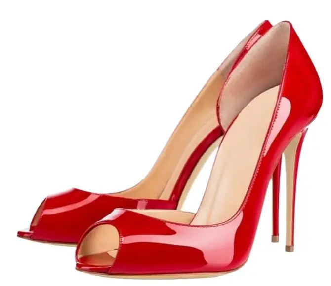 مثير أسود رمادي عارية براءات الاختراع والجلود اللمحة تو قطع خنجر مضخات المرأة الضحلة الانزلاق على عالية الكعب مأدبة فستان أحذية سيدة