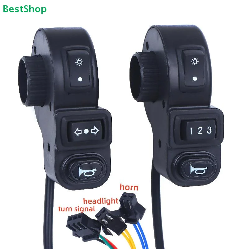 

♥ Комплект переключателей на руль мотоцикла — кнопки управления фарами/поворотниками/клаксоном, 3 режима, для скутера/велосипеда