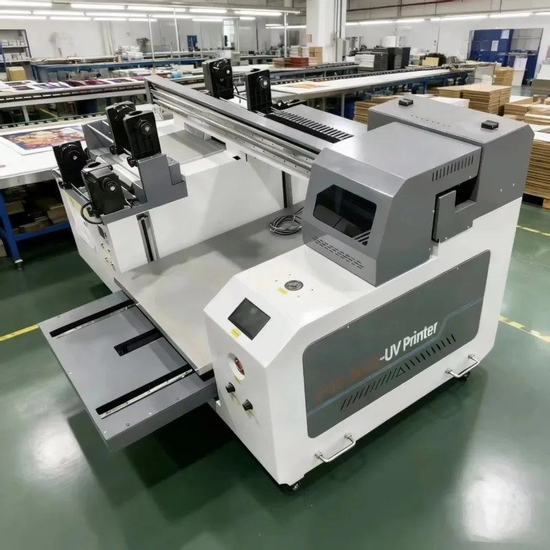 6090 Three Heads High-Speed UV DTF Hybrid Flatbed Cylinder Roll-to-Roll Printer for Acrylic Wood Metal Cylinder