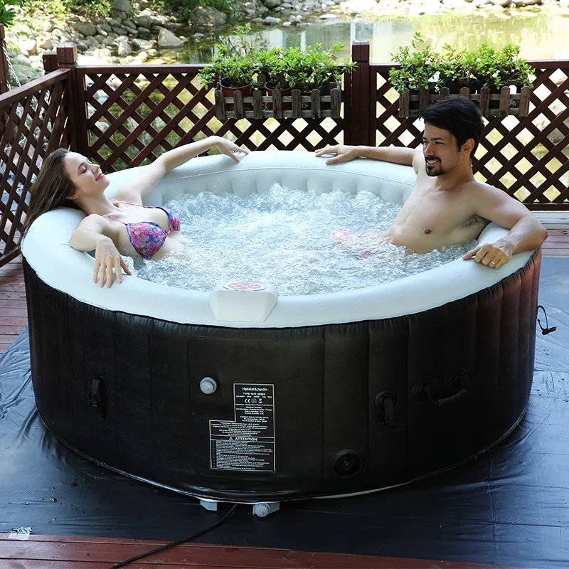 Inflatable bathtub family hot spring SPA family folding bath tub surf bubble bath massage constant temperature wave making pool