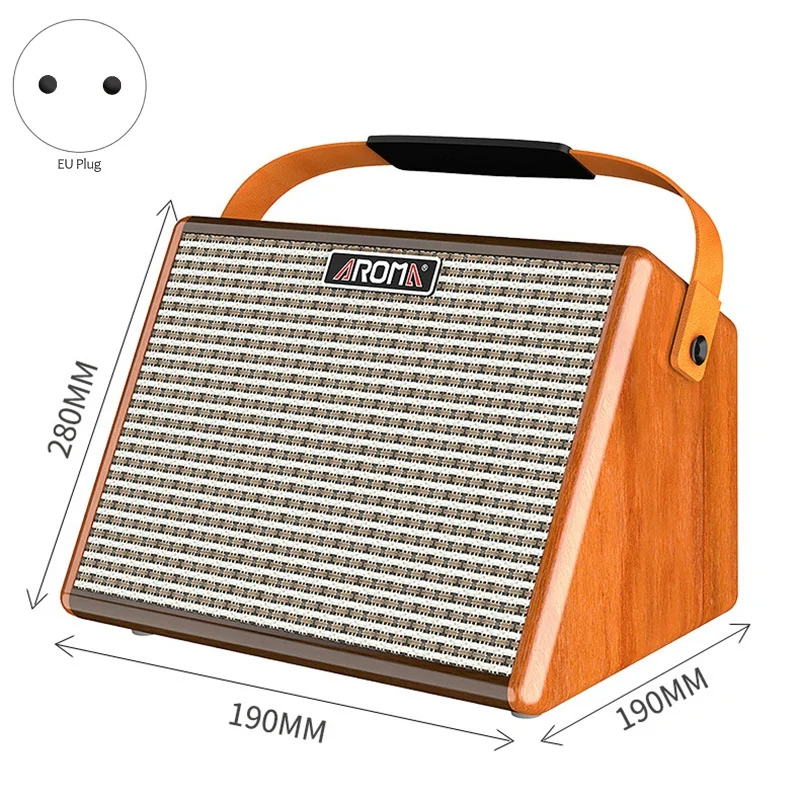 AROMA AG-26A Acoustic Guitar Amplifier 26W Portable Amp with Microphone Interface Built-In Rechargeable Battery and Bluetooth EU