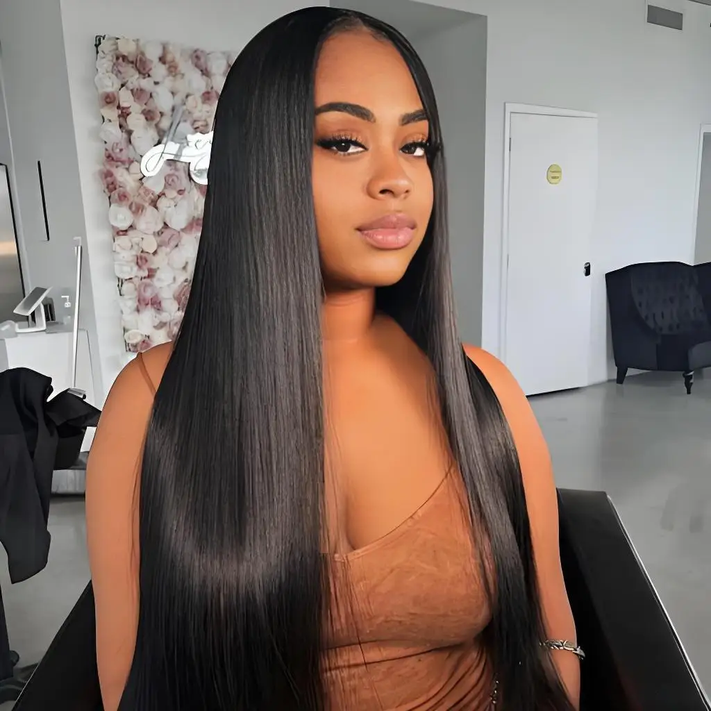 

46-дюймовый парик из натуральных волос с прямой текстурой, 13x6 13x4 HD прозрачный кружевной фронтальный парик, плотность 220, свободные пряди, предварительно сформированный кружевной парик для женщин