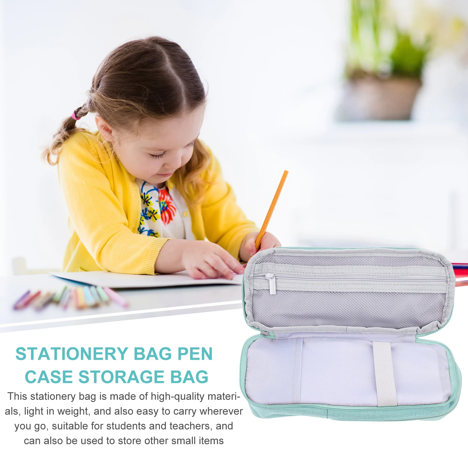 

Double Layer Multifunctional Pencil Bag Folding Large Capacity Lightweight Zipper Pen Organizer for Students Teachers