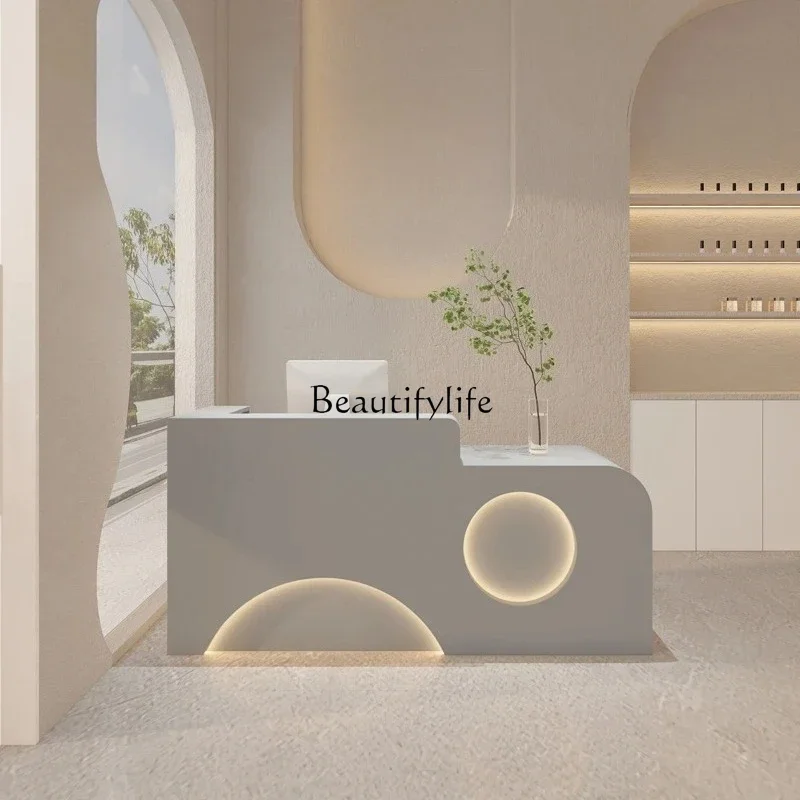 

yj32 Reception White Reception Desks Light Luxury Modern Counter Display Reception Desks Commericial Elegant Bureau Office Furni