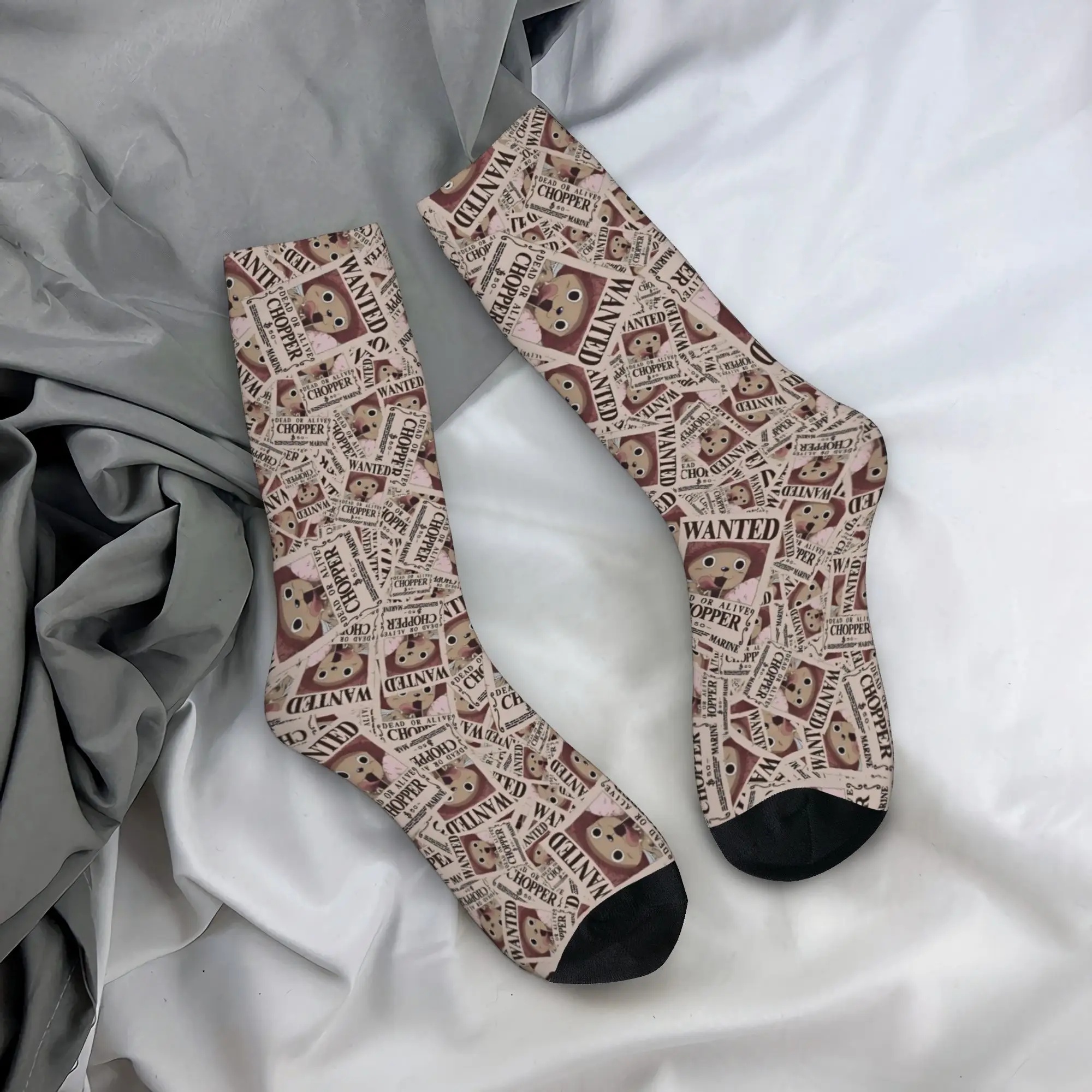 

Funny Sock One Piece Tony Tony Chopper Bounty Poster Vintage Seamless Pattern Printed Men Socks Novelty Men's Socks