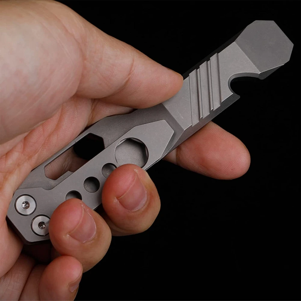 Multi-Functional Titanium Pry Bar,Pocket Pry Bar Screwdriver,Bottle Opener Outdoor Tool Wrench. (Stone Washed Gray)