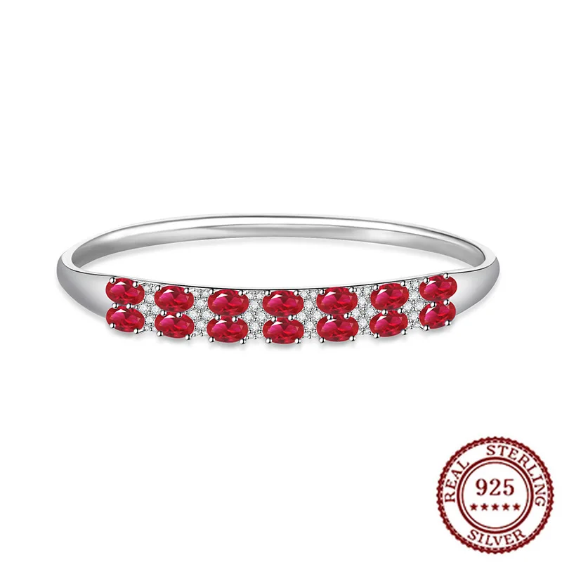

925 Sterling Silver New Trend Full Diamond Red Corundum Bracelet for Women's Light Luxury Blue Pointed Zirconia Bracelet
