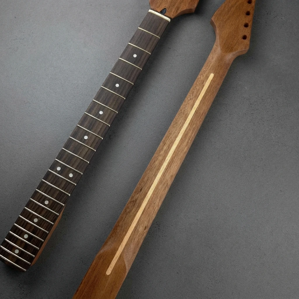 22 Fret ST TL Guitar Neck, Solid Construction, Dark Fretboard, Gloss Finish, 56mm Heel, Standard Scale, Truss Rod Replacement