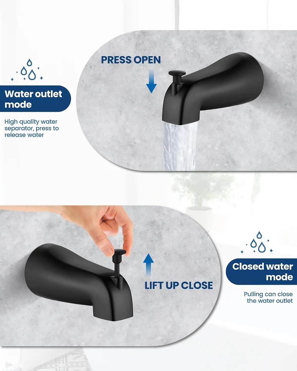 8-Inch Rainfall Shower Faucet Set with Tub Spout, Solid Brass Valve, Matte Black view 6