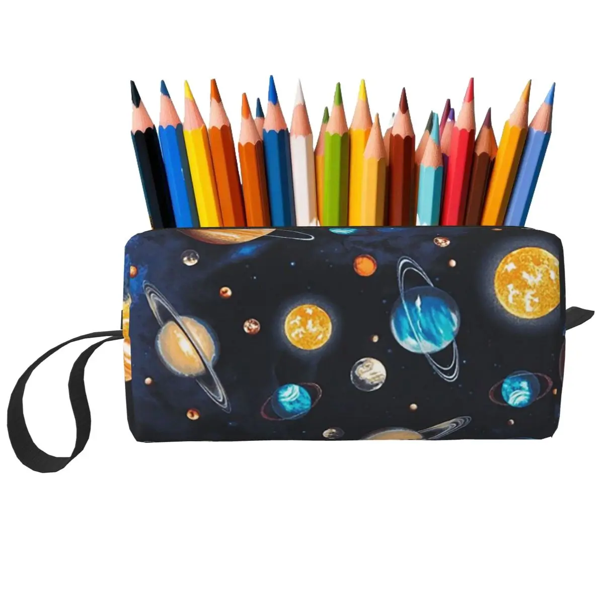 Solar System Space Planets Universe Pencil Case for Kids Gifts Pen Box Pencil Bag Stationery Supplies Travel Women Cosmetic Bag