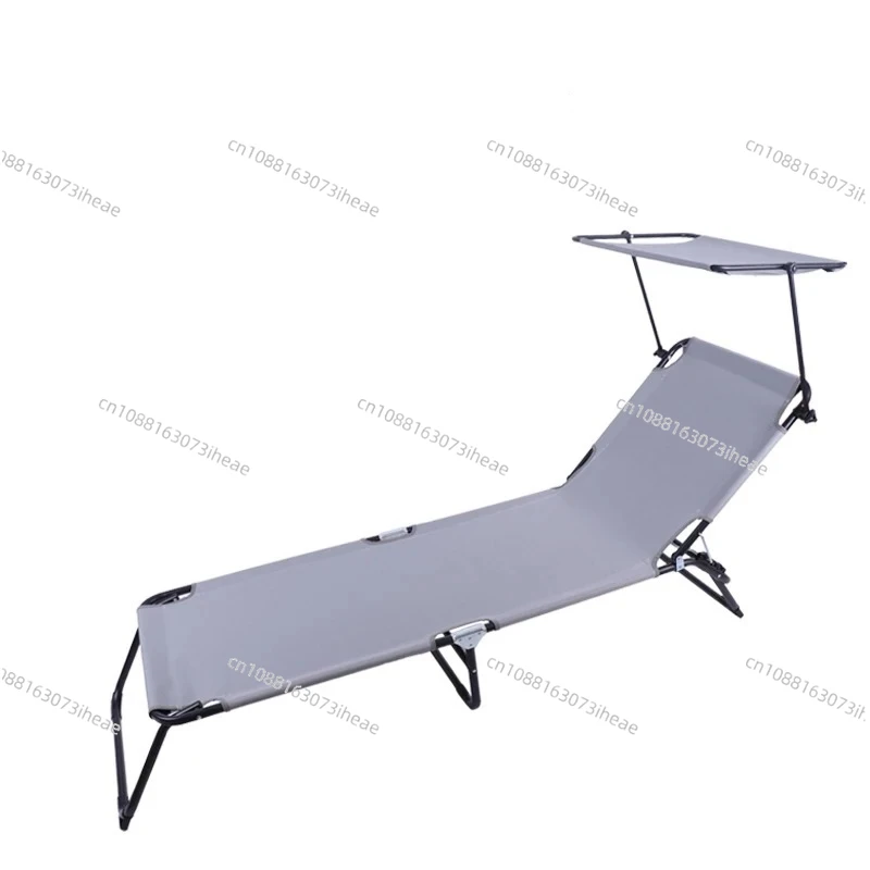 Portable Folding Camping Bed Sun Lounger Sunshade Patio Garden Chair Recliner with Sunshade Recliner Chair Outdoor Furniture