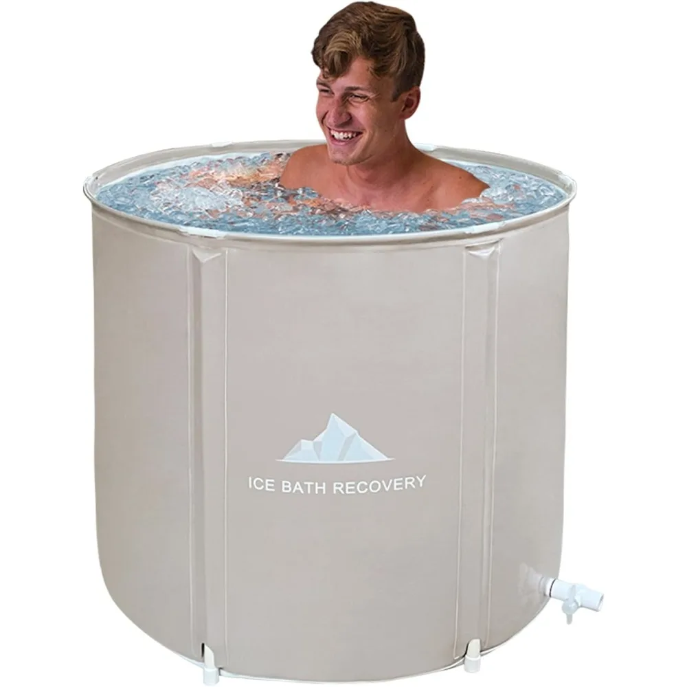 

Складная ванна для льда B&Y, ванна для холодного погружения для взрослых, отдельно стоящая ванна для использования на открытом воздухе, спа-ванна для терапии холодной воды (тепло-серый, 93