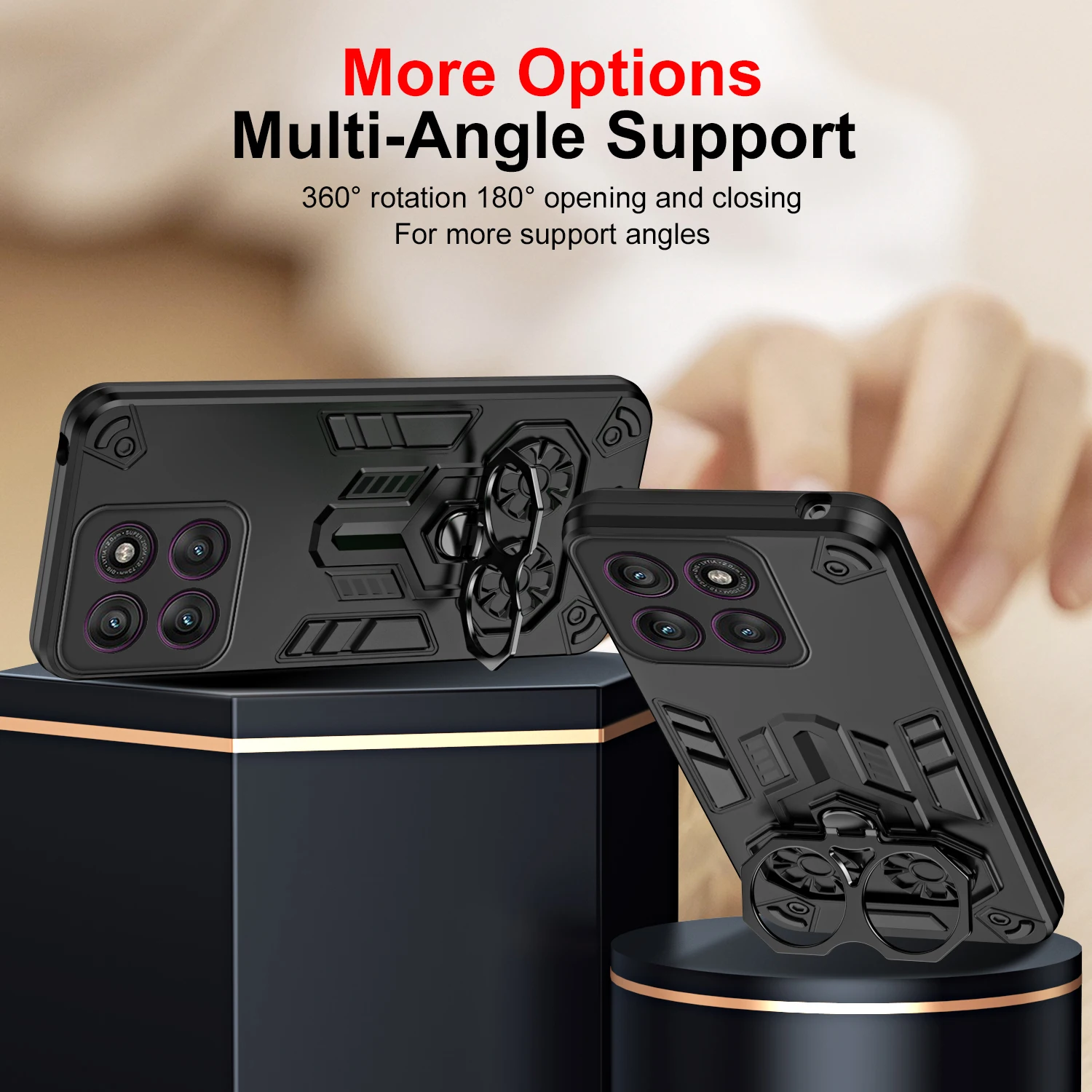 حافظة لهاتف موتورولا إيدج 50 60 برو فيوجن نيو G04 G04S G24 G05 G15 Power G15 E14 E15 غطاء حماية مقاوم للصدمات حلقة معدنية