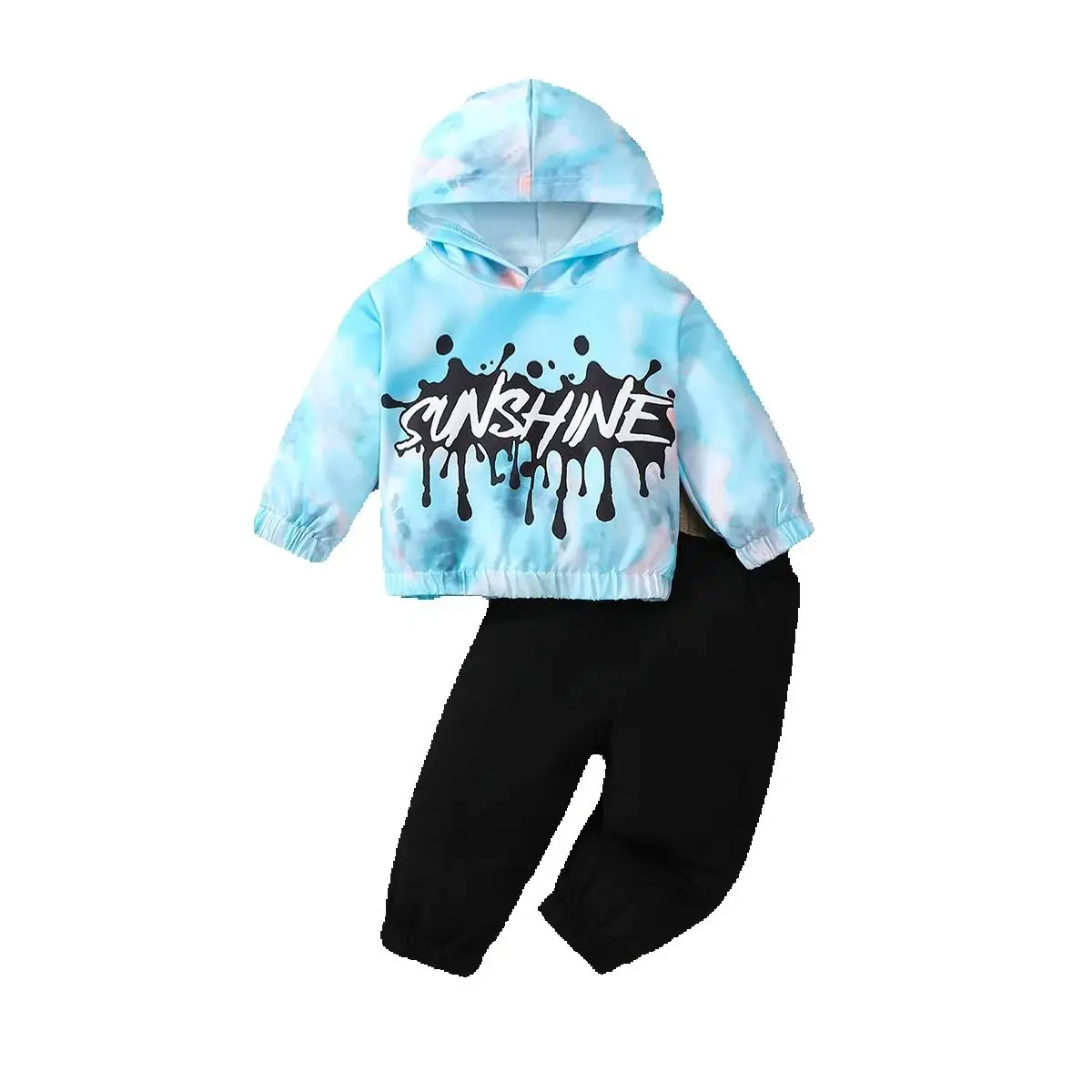 2-teiliges Set für Babys, modisch, lässig, mit Kapuze, langärmlig, mit Batikmuster, Oberteil und Hose, Herbst-Winter-Kleidung für Kinder – Detail 11