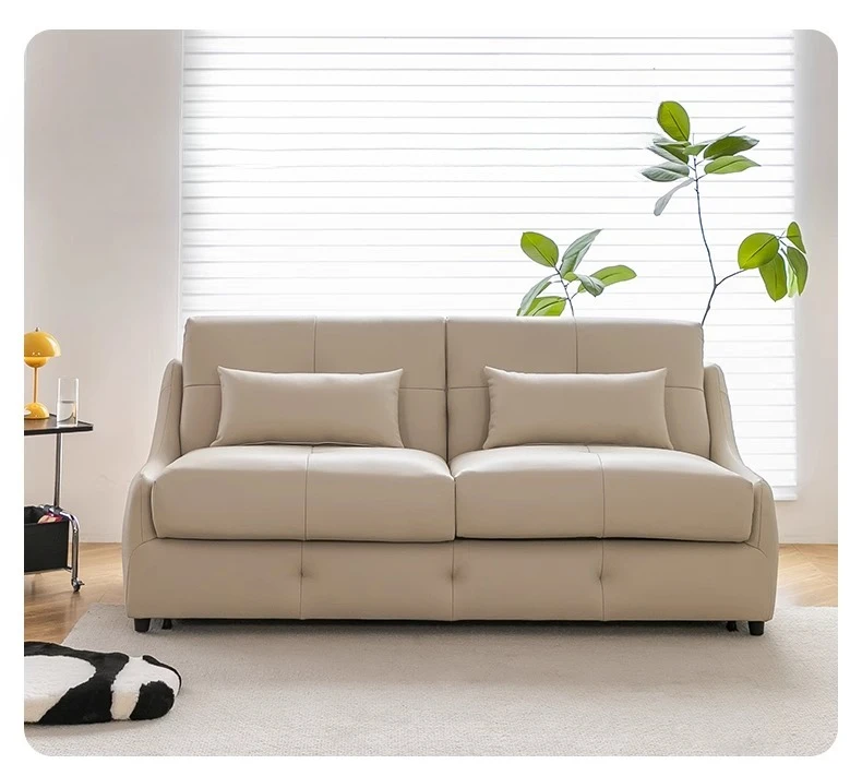 

High-end leather flip sofa bed foldable dual-purpose