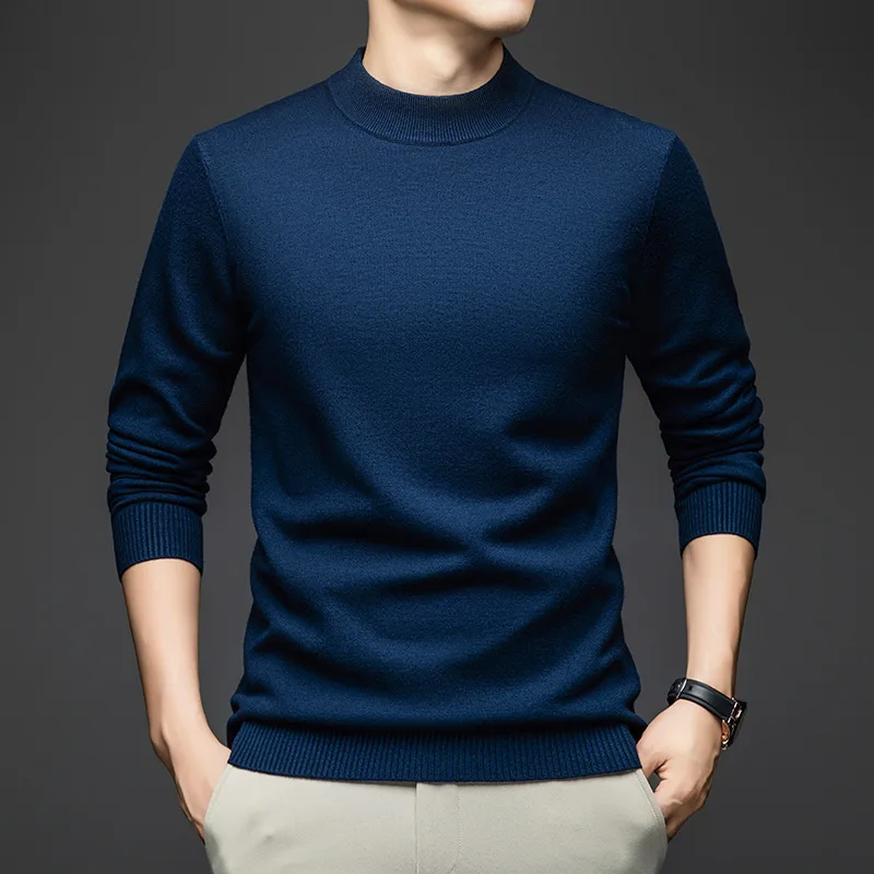 Mock Neck Solid Knit Sweater Long Sleeve Slim Fit Soft Warm Basic Pullover Jumper For Business Casual Fall Winter Daily Outfit
