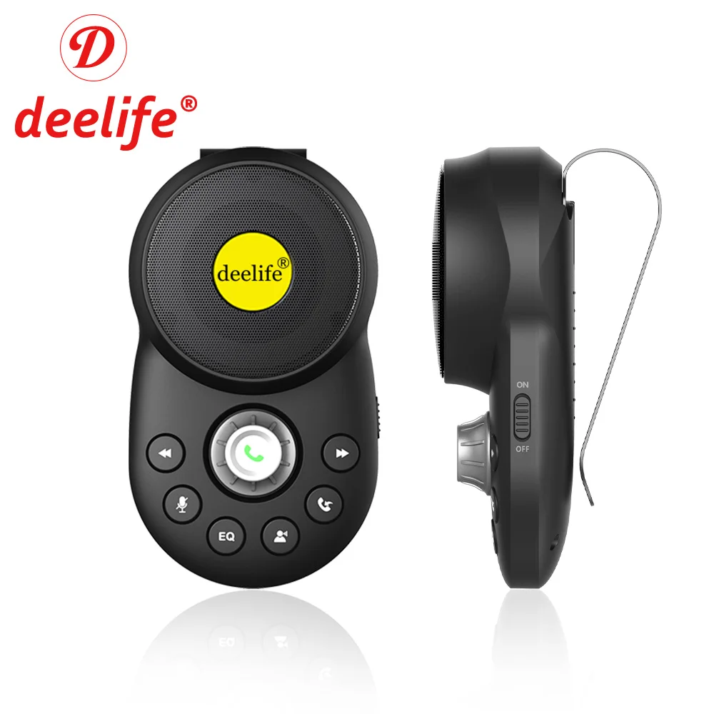 Deelife Handsfree Bluetooth Speaker for Car Outdoor Home With Clip Bass BT 5.0 Hands free Speakerphone