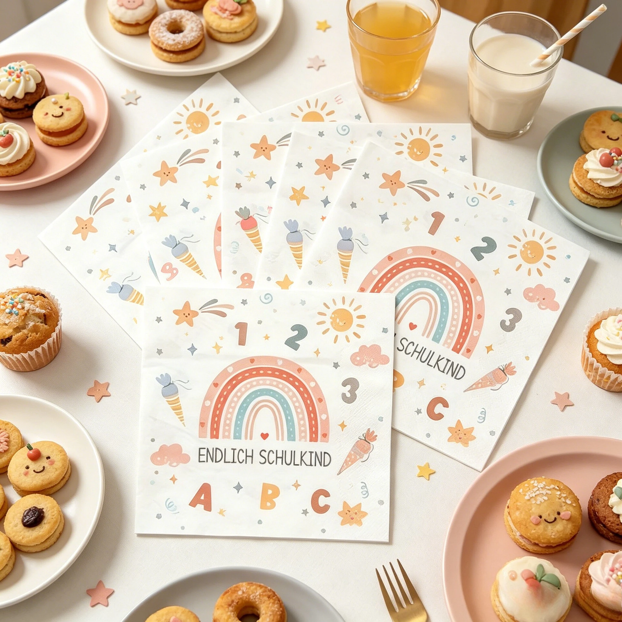 20pcs/1pack, double layer pure wood pulp napkins for the beginning of school, party decoration napkins,Birthday party napkins