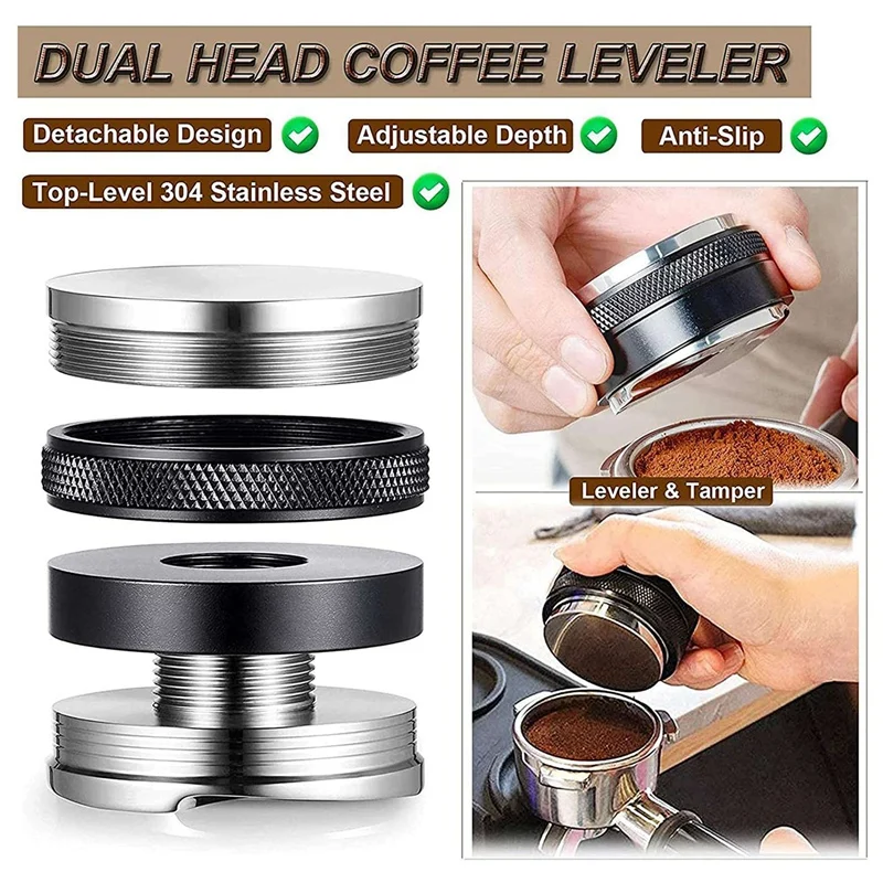 58Mm Tamper And Coffee Distributor,For 58Mm Breville Portafilter, Professional Adjustable Depth Espresso Hand Tamper CNIM Hot