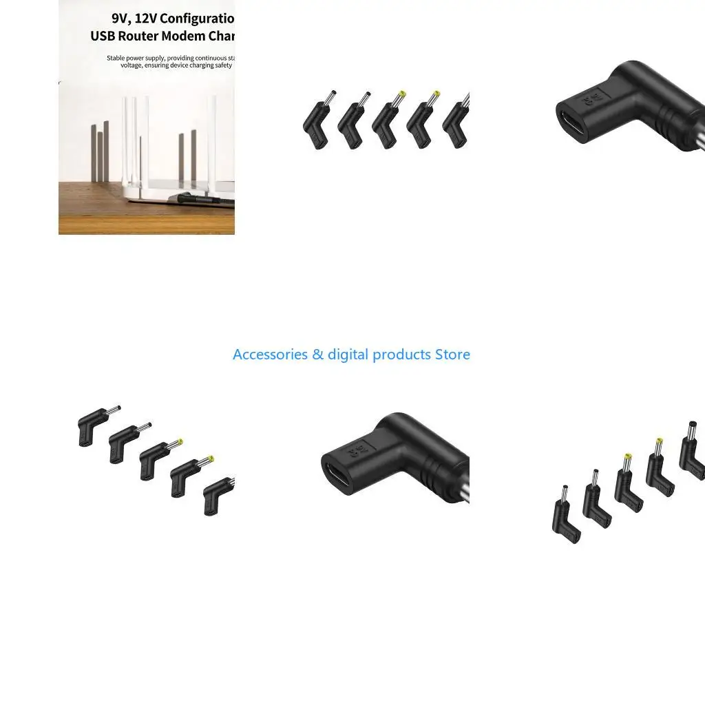 77JD Type C to DC5521 Adapter with DC3.0 3.5 5.5 Connector Sizes for Various Devices