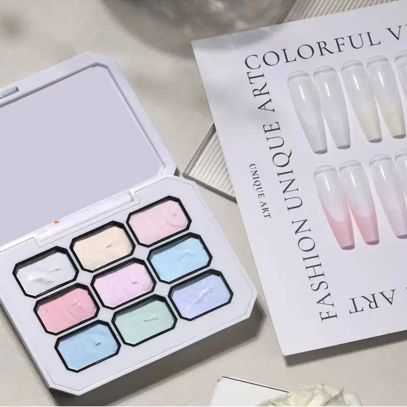 9-Color Low-Saturation Macaron Nail Polish Gel, Solid Pat-On Blush Gel, UV Nail Gel, DIY Nail Art Charm, Suitable for All Kinds