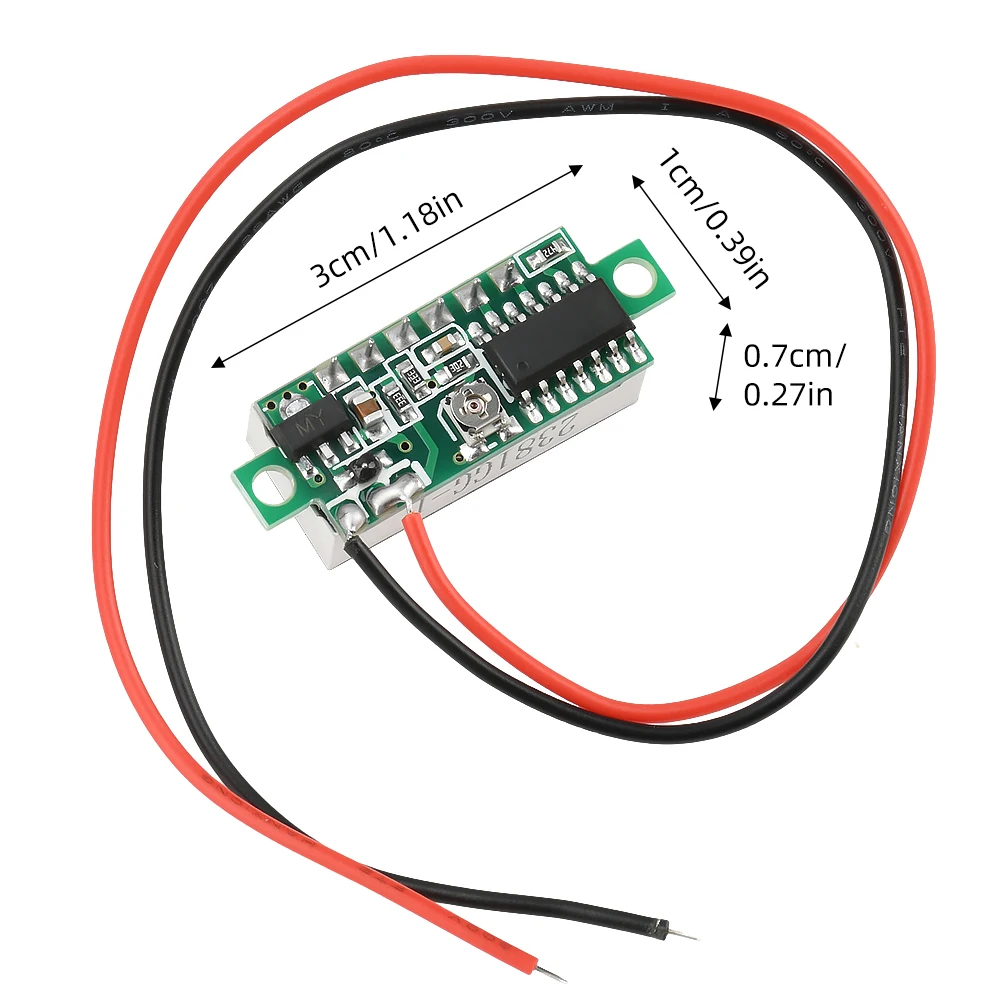 Mini Digital DC Voltmeter 0.28 Inch Two Wire 2.5V-30V Mini Digital DC Voltmeter Voltage Tester Meter White Green Blue Red Yellow