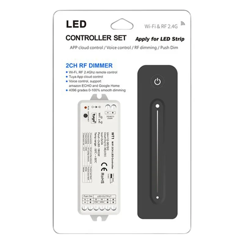 Single Color CCT WiFi  LED Controller 2 Channel Receiver DC12-36V 2CH*5A Tuya CCT Dimmer Switch