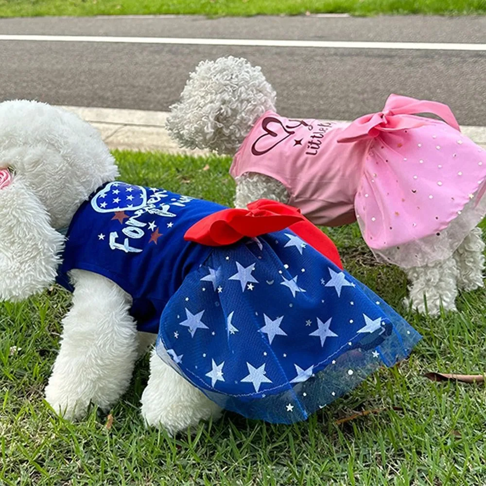 

Adorable Sequin Dog Dress Mesh Breathable Pet Puppy Clothing Lightweight Cat Apparel Party