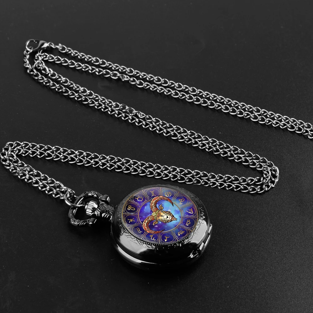 Aries Glass Dome Quartz Pocket Watch With Durable Chain Arabic Numeral Dial Extraordinary Gifts for Men Kids