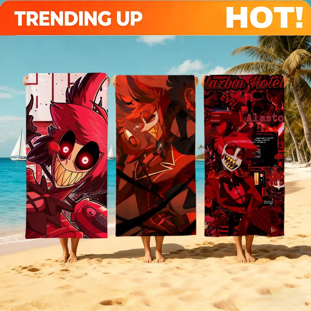 Custom H-hazbin H-hotel Cute A-alastor Towel Large Quick-Drying Microfiber Soft Beach Towel For Travel Fitness Sauna Bathing Cam