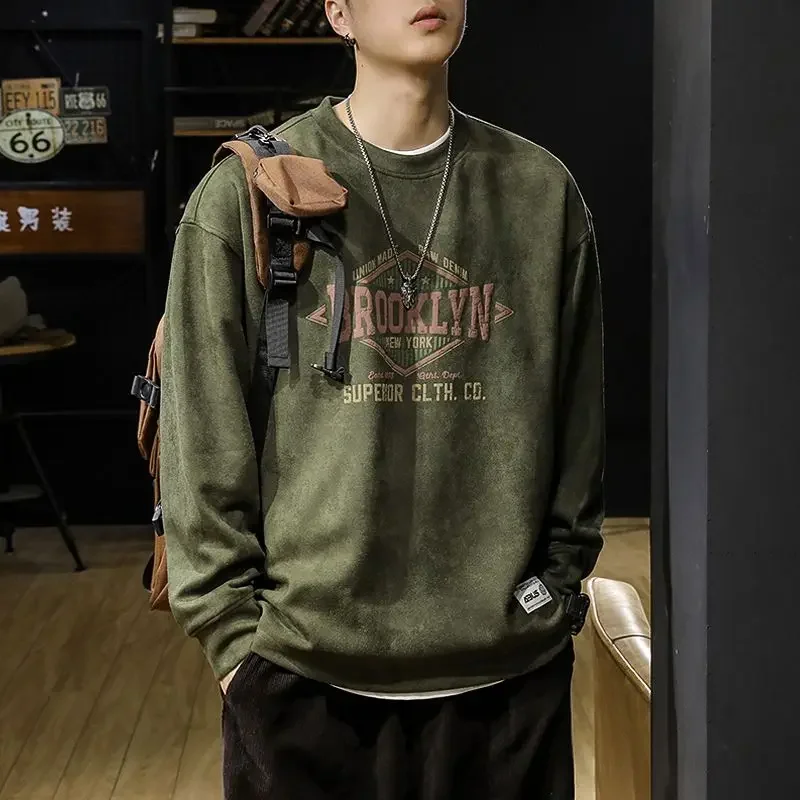 

Loose Men's Pullover Crewneck Winter Round Neck Sweat Shirt Funny 90s Vintage Male Sweatshirt Harajuku Fashion Korean Style Emo