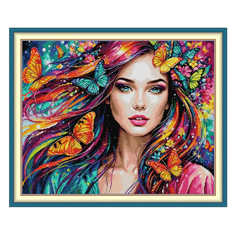 The Butterfly Queen Patterns Counted Cross Stitch Set DIY 11CT 14CT 16CT HD Stamped DMC Cross-stitch Kit Embroidery Needlework