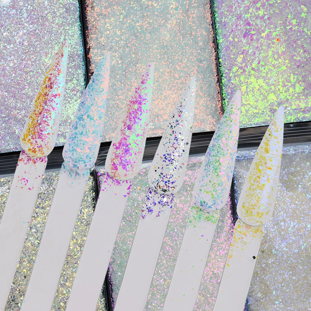 

50g/Bag 6 Colors Sparkly Nail Art Irregular Chunky Sequins Iridescent Paillette Spangles Mermaid Shinning Glitter Flakes Bulk K3