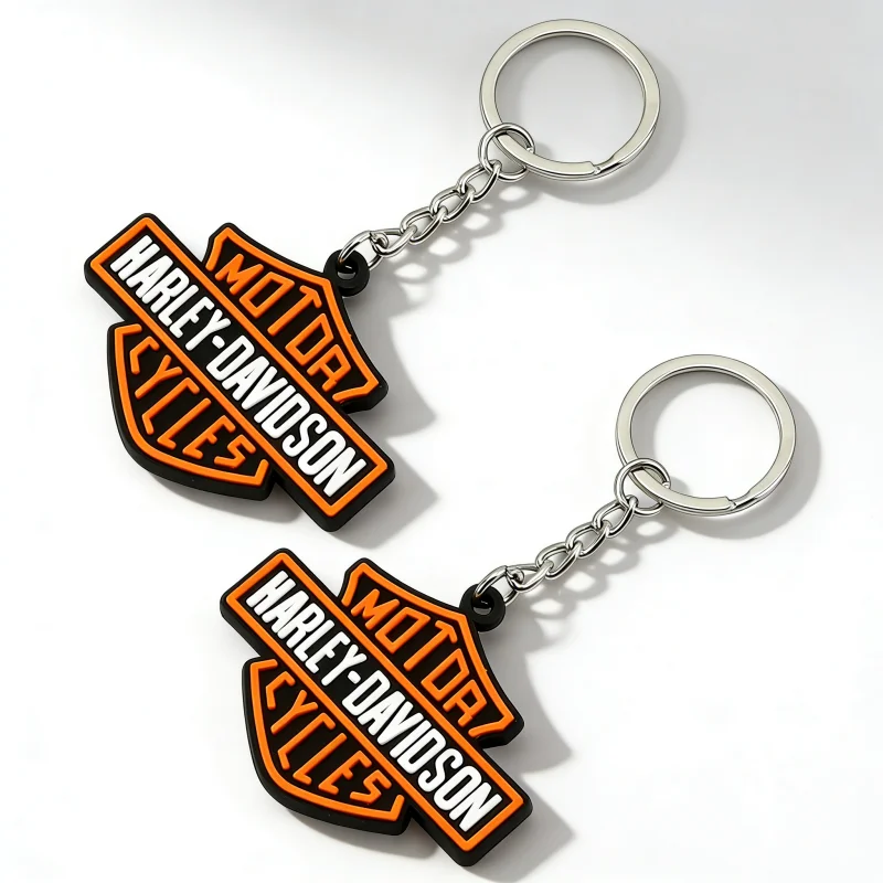 Llavero con Logotipo de Motocicleta para Harley Davidson Softail Sportster VRSC Touring X48 883 1200 Street Glide, Forma de Llavero de Goma Suave