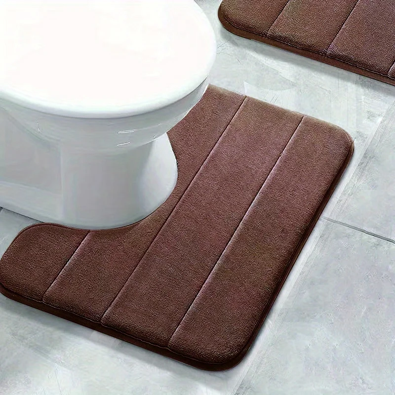 Tapis u-tapis de toilette à rayures de couleur pure, tapis de salle de bain doux et antidérapant à séchage rapide, tapis de douche bibulous pour salle de bain familiale, 1 pièce