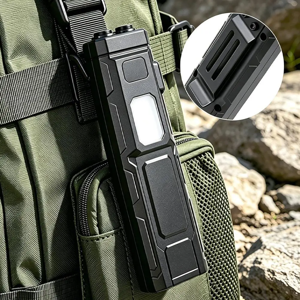 Pocket Mini Flashlight With Clip 1000mAh Type-C Rechargeable 7 Modes Digital Display EDC Work Light