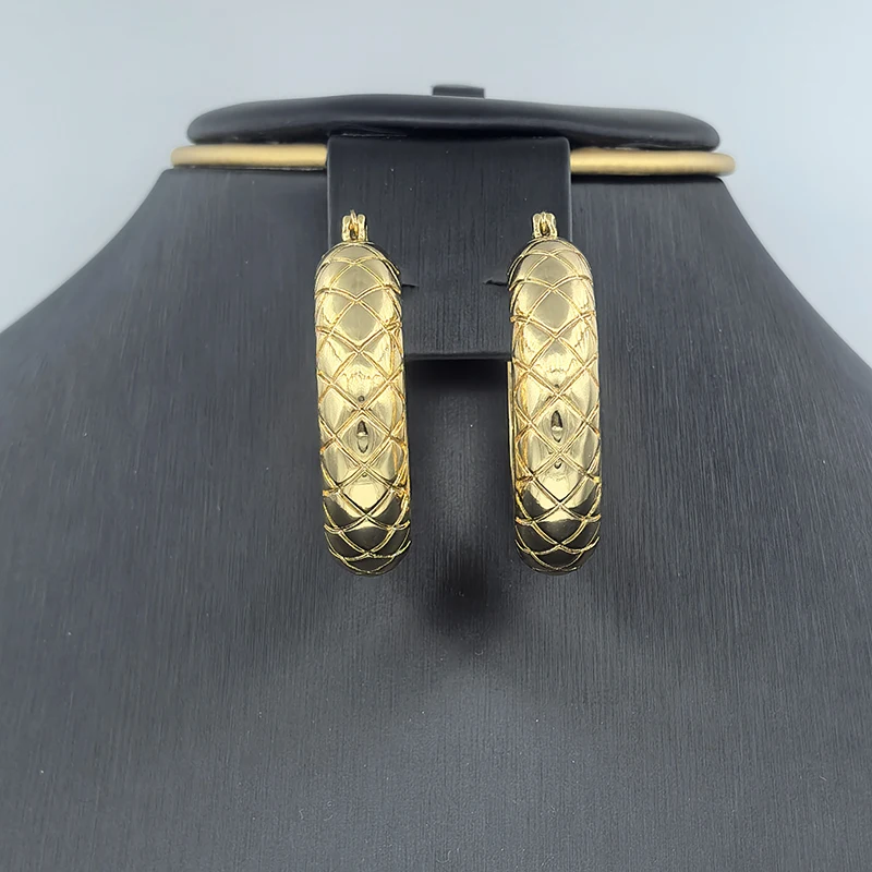 Women\'s Hoop Earrings Gold Plated Cicrle Geometric Earring Party Daily wear Accessories Trending