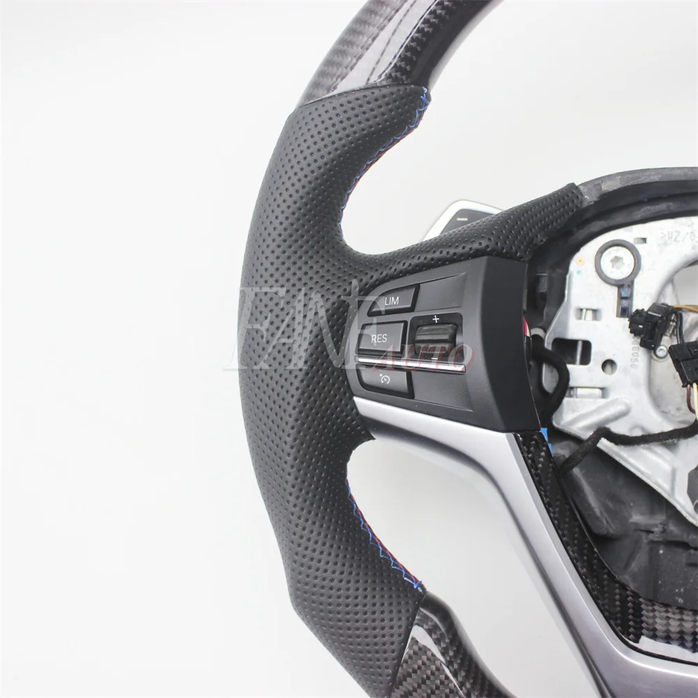 Replacement Real Carbon Fiber Steering Wheel with Leather for BMW X5 F15 F85 X6 F16