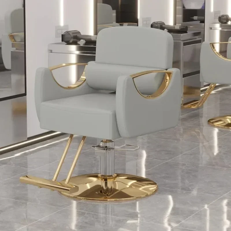 Silla de peluquero elegante, Silla plegable de diseño blanco para peluquero, Silla de maquillaje nórdica ajustable, Silla Barberia A