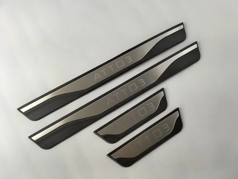 4pc Stainless Door Sill Protectors for BYD ATTO 3/Yuan Plus - Image 4