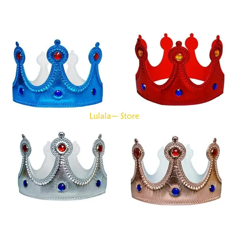 Y4QA King Crowns Kids Birthday Party Hat for MardiGras Halloween Christmas Headwear