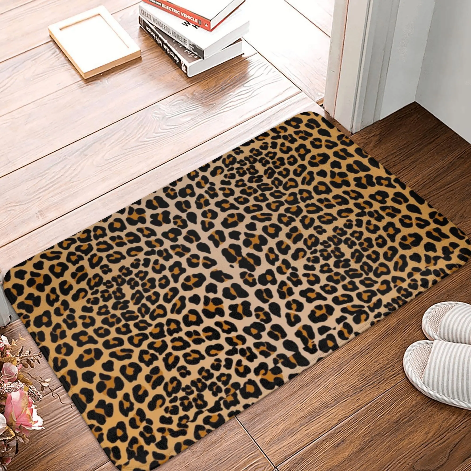 Leopard print Anti-slip Doormat Floor Mat Cushion Carpet Rug for Kitchen Entrance Home Balcony Footpad Mats