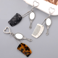 Exquisite Comb Mirror Keychain Acetic Acid Phone Pendant Mini High-end Creative Novel Handle Makeup Mirror Anti Loss Keychain